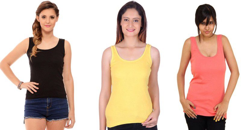Women Black, Orange, Yellow Tank Top/Vest