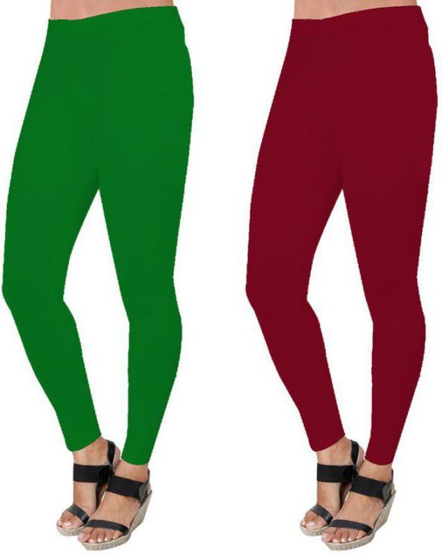 Lw Fashion Club Ankle Length Western Wear Legging  (Green, Maroon, Solid)