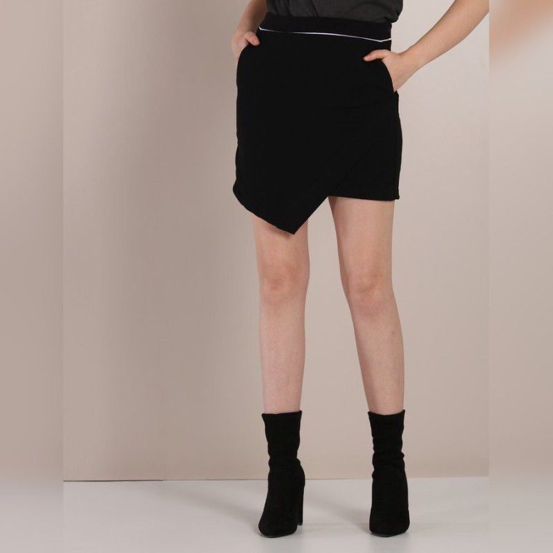 Women Solid Regular Black Skirt