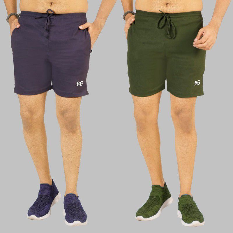 Pack of 2 Solid Men Multicolor Regular Shorts