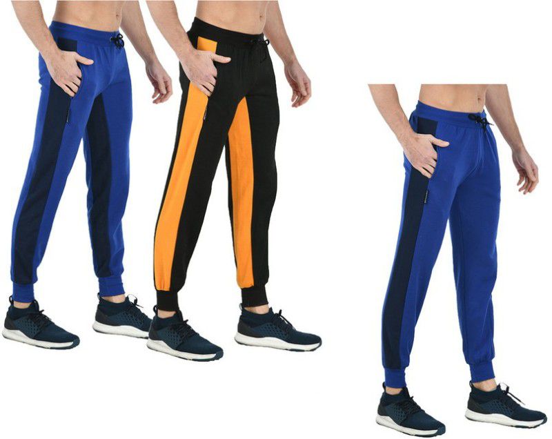 Pack of 3 Men Solid Multicolor Track Pants