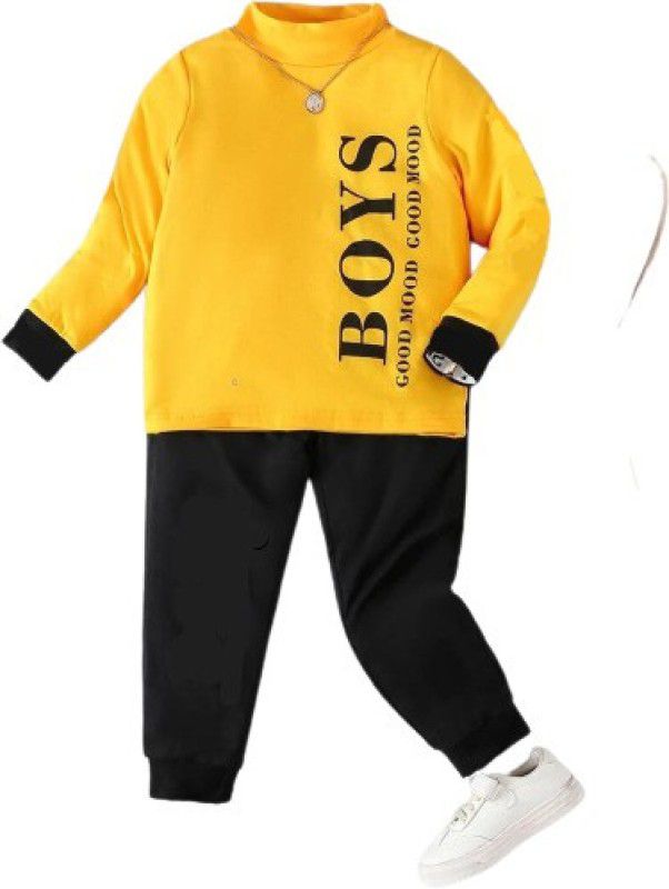djglobal Boys & Girls Party(Festive) T-shirt Track Pants  (Yellow)