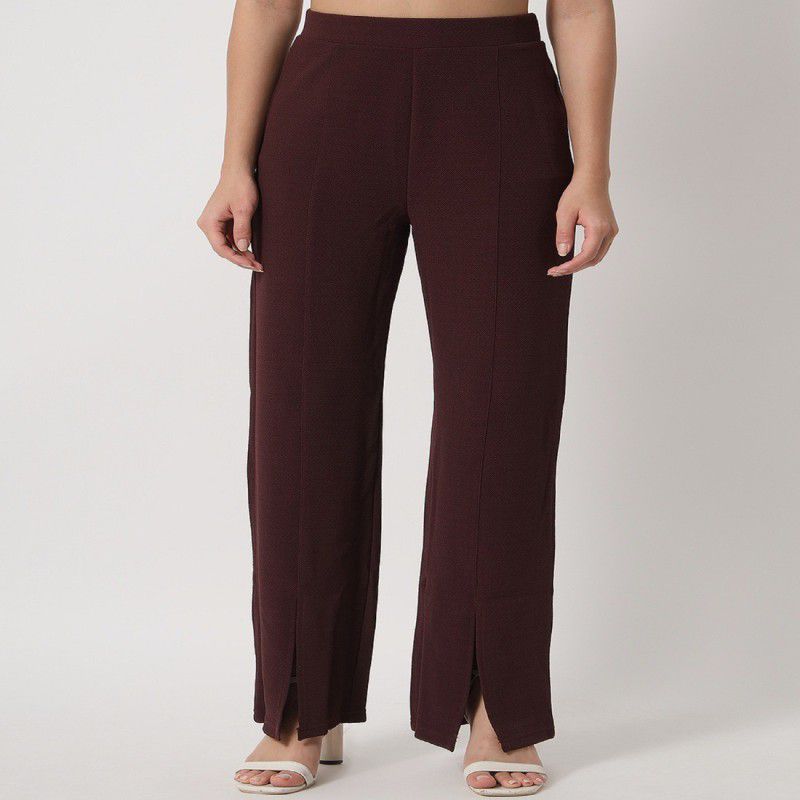 Women Red Viscose Rayon Trousers