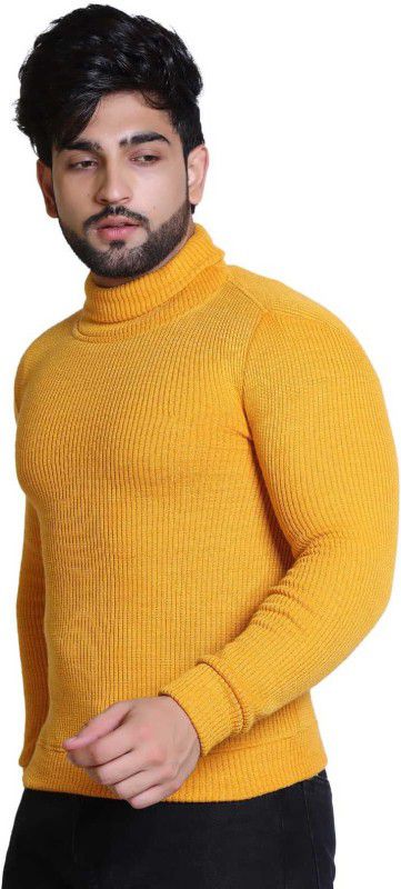 Men Solid Round Neck Blue Sweater