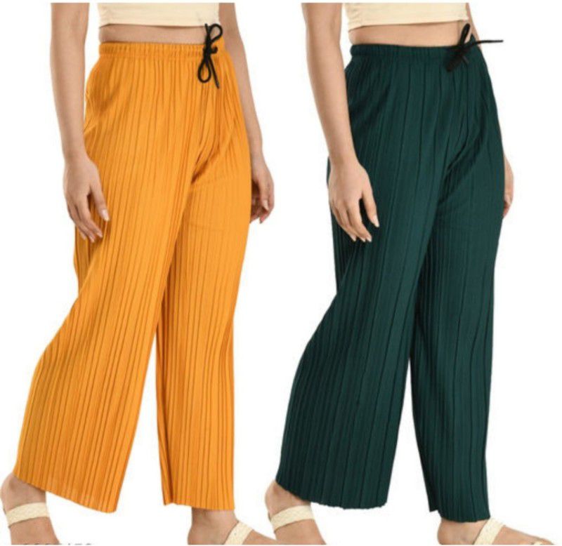 Pack of 2 Women Relaxed Multicolor Lycra Blend Trousers