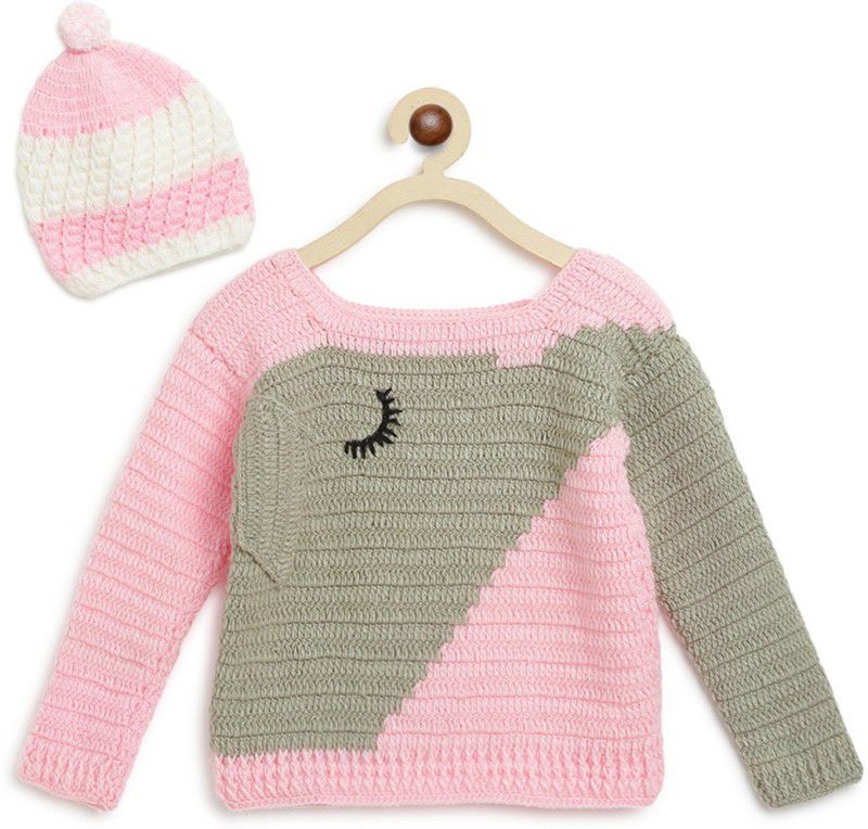 Baby Boys & Baby Girls Casual Sweater Cap  (Pink)