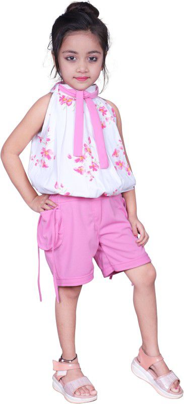 Baby Girls Casual Top Shorts  (Pink)
