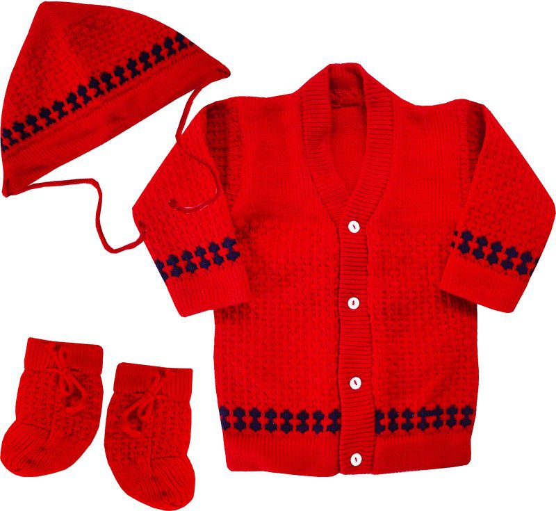 Baby Boys & Baby Girls Casual Sweater Cap, Bootie  (Red)