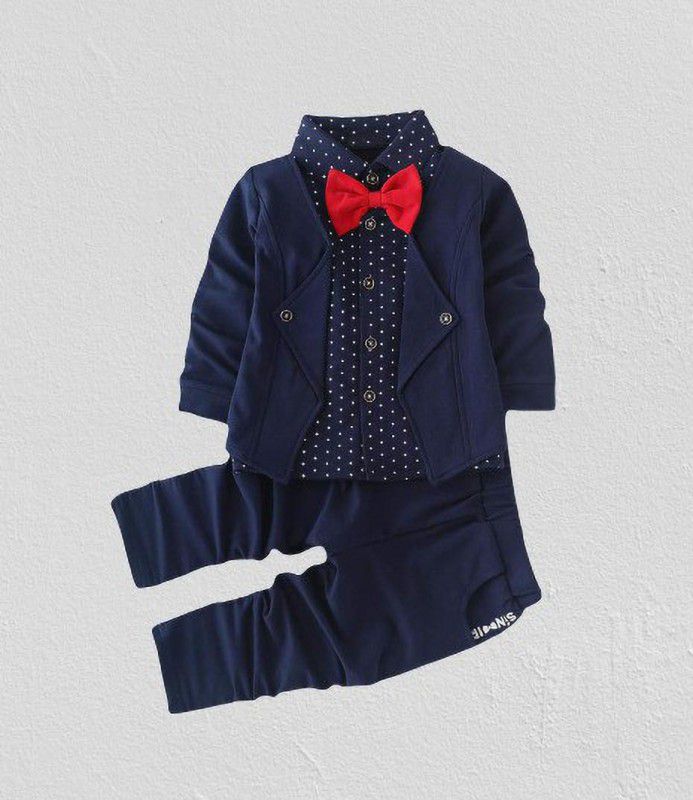 Baby Boys & Baby Girls Casual Blazer Pant, Bow Tie  (Blue)