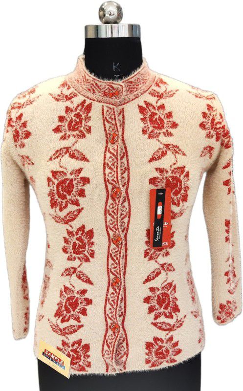Women Self Design Red Sweater