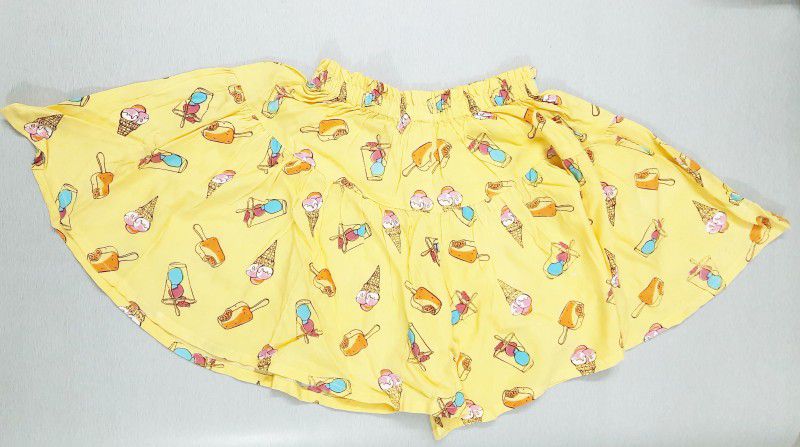 Girls Self Design A-line Yellow Skirt
