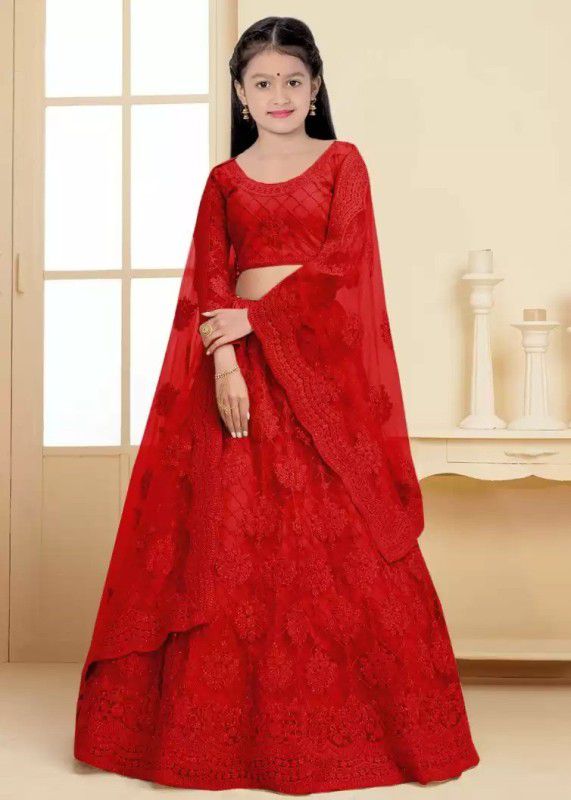 Girls Maxi/Full Length Casual Dress  (Red, Full Sleeve)