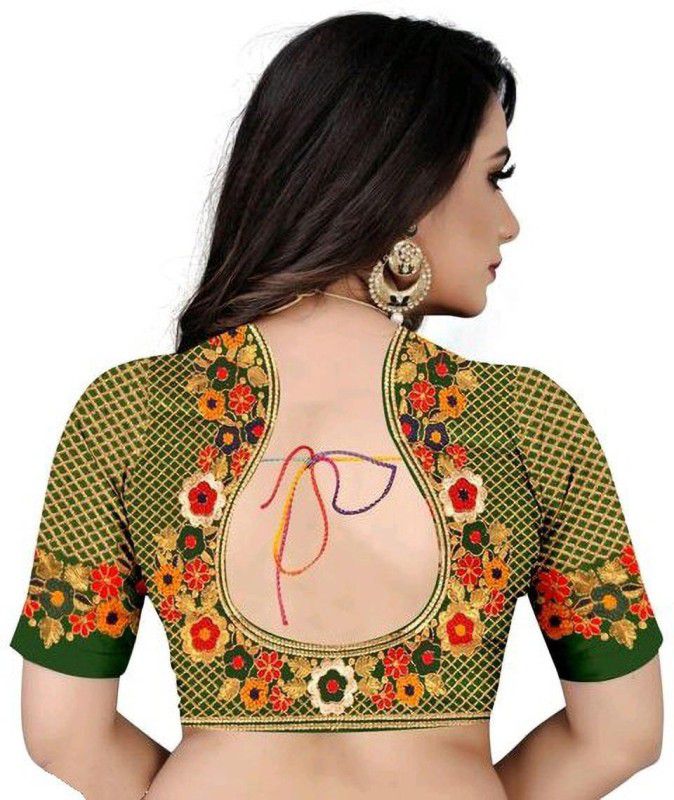 Unstitched Silk Blend Blouse Material Embroidered