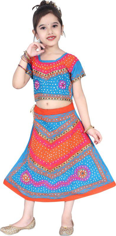 Baby Girls Lehenga Choli Fusion Wear Embellished Lehenga Choli  (Multicolor, Pack of 1)