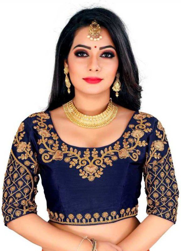 Unstitched Polycotton Blouse Material Embroidered