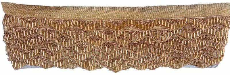 APSARA FASHION Beads Pipe In Net-158 Lace Saree Falls  (Gold)