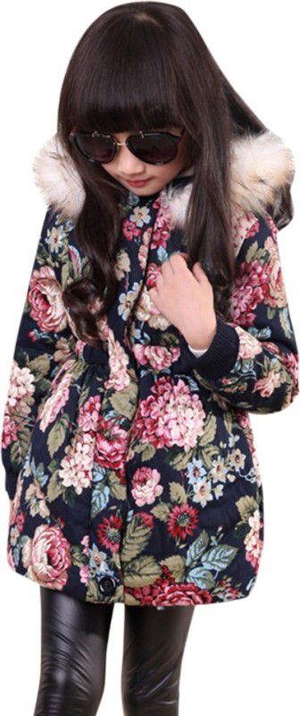 Polyester Floral Print Coat For Girls