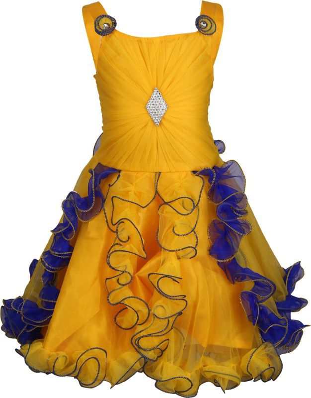 Midi/Knee Length Party Dress  (Yellow, Noodle strap)