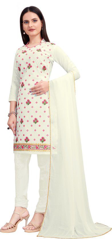 Unstitched Polycotton Suit Fabric Embroidered