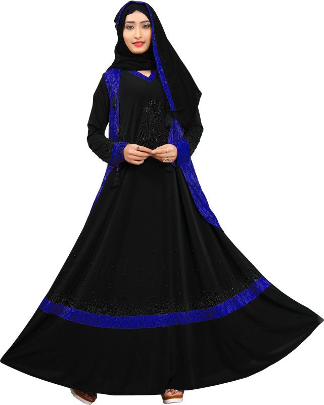 JUSTKARTIT JK4725_NavyBlue Lycra Blend Burqa With Hijab  (Blue)