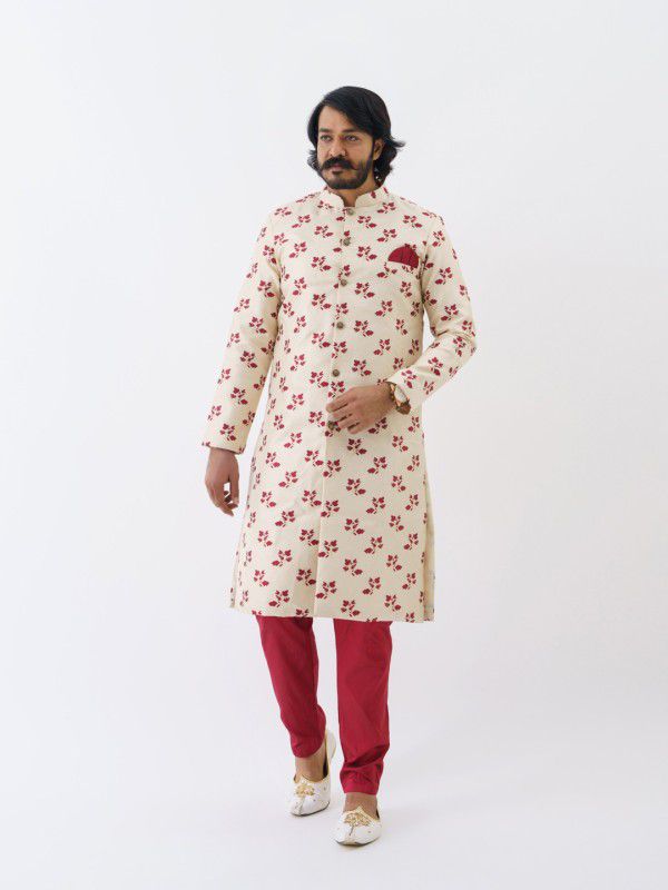 Brand Boy Floral Print Sherwani