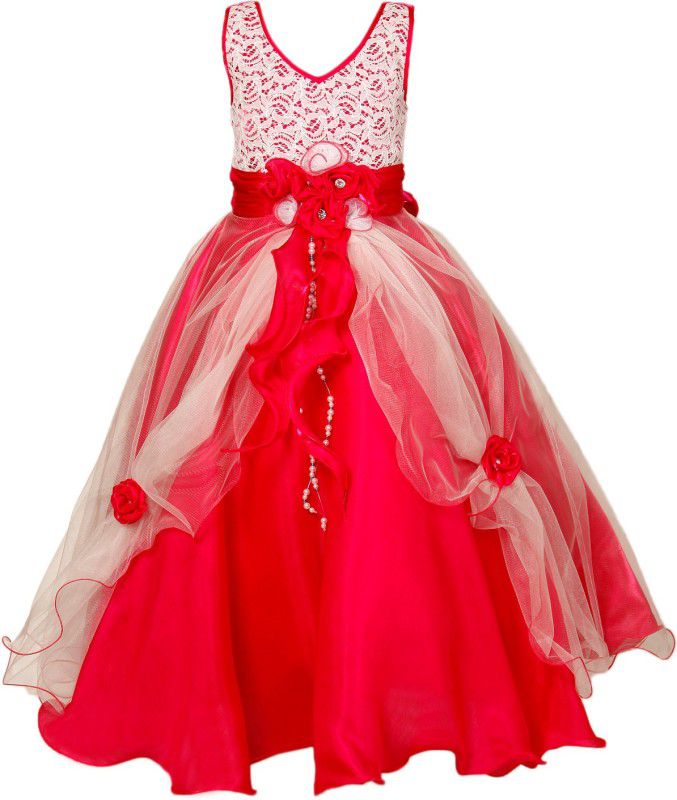 Girls Maxi/Full Length Party Dress  (Red)