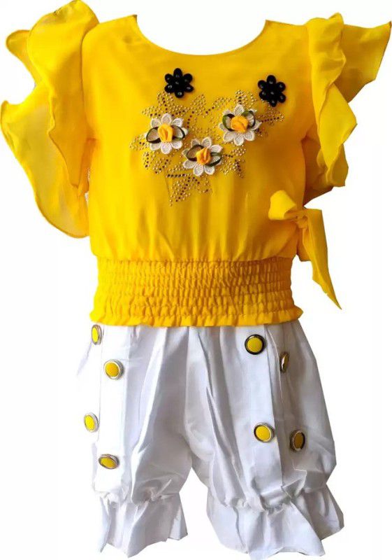 Baby Girls Short/Mid Thigh Casual Dress  (Yellow, Fashion Sleeve)