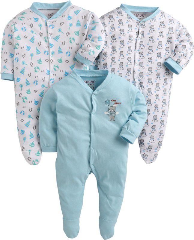 BUMZEE Baby Boys & Baby Girls Multicolor Sleepsuit