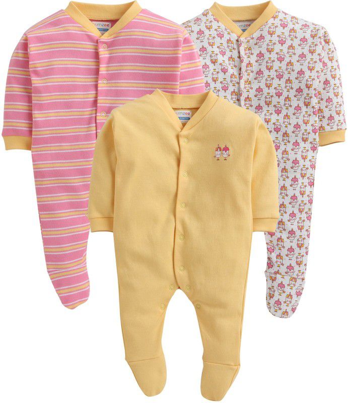 BUMZEE Baby Girls Yellow Sleepsuit