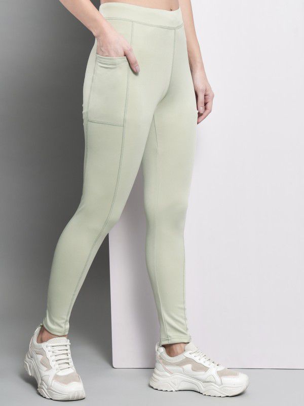 Women Light Green Ankle Length Tights