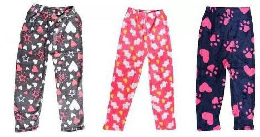 Pack of 3 kids/girls woolen soft fleece Multicolored pajama Girls Pyjama