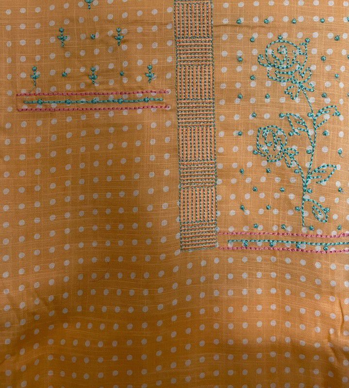 Unstitched Cotton Blend Salwar and Dupatta Material Embroidered, Floral Print