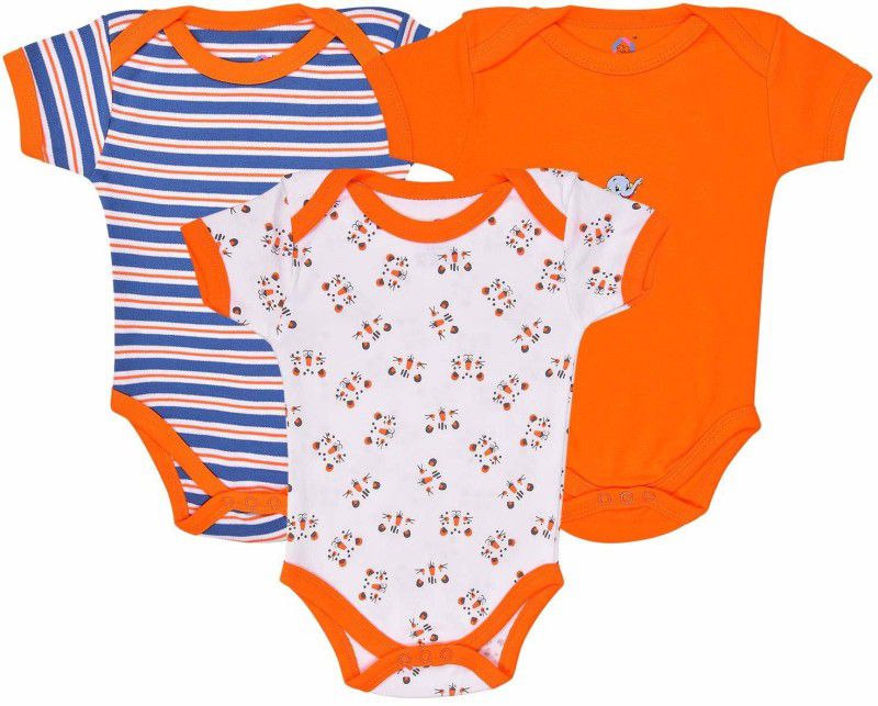 Magic Town Baby Boys & Baby Girls Orange Sleepsuit