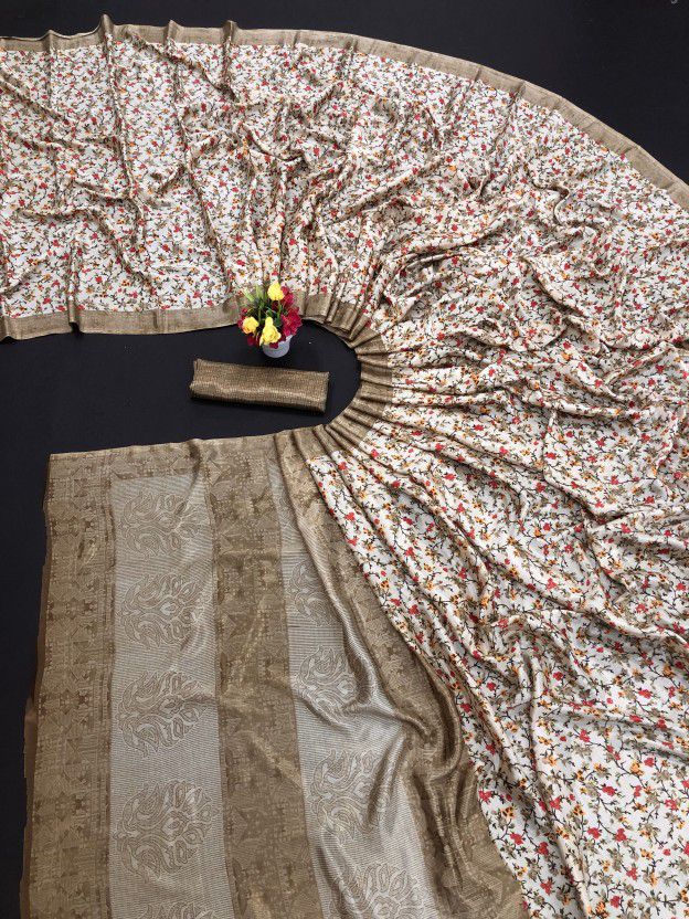 Unstitched Pure Silk Multi-purpose Fabric Floral Print