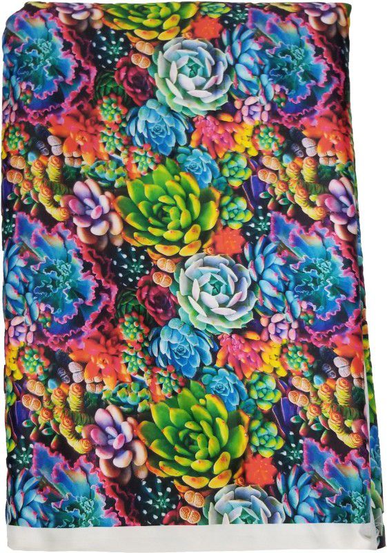 Unstitched Satin Multipurpose Running Fabric Floral Print