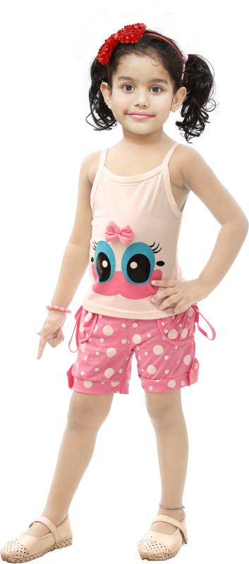 Girls Mini/Short Casual Dress  (Pink, Noodle strap)