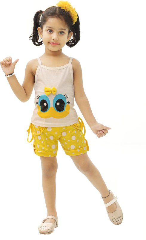 Girls Mini/Short Casual Dress  (Yellow, Noodle strap)