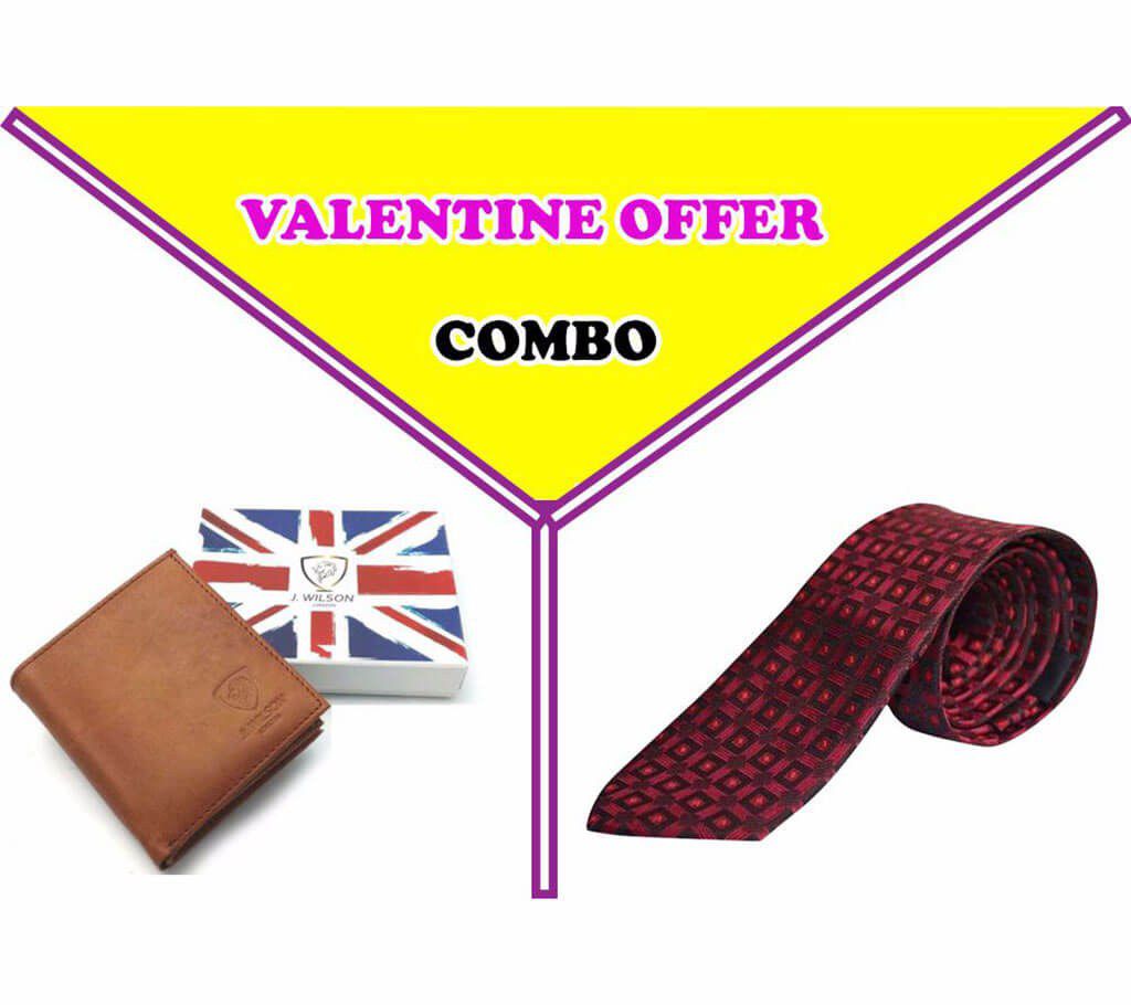 Men's Leather Wallet+Silk Tie Combo Offer