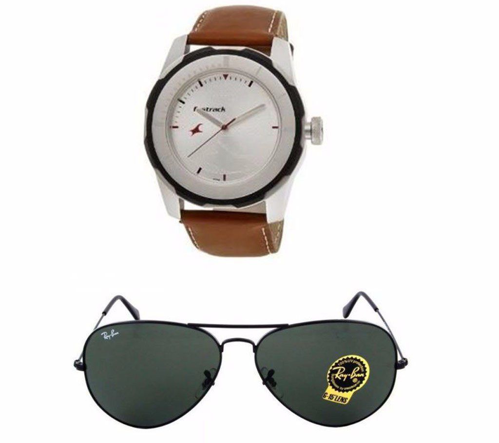 Fastrack Gents watch + Ray Ban Sunglasses combo