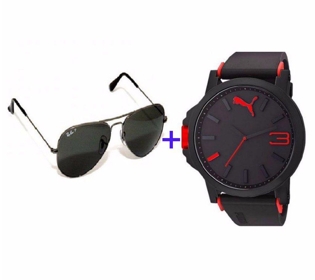 Ray ban Sunglasses + Puma Watch Combo