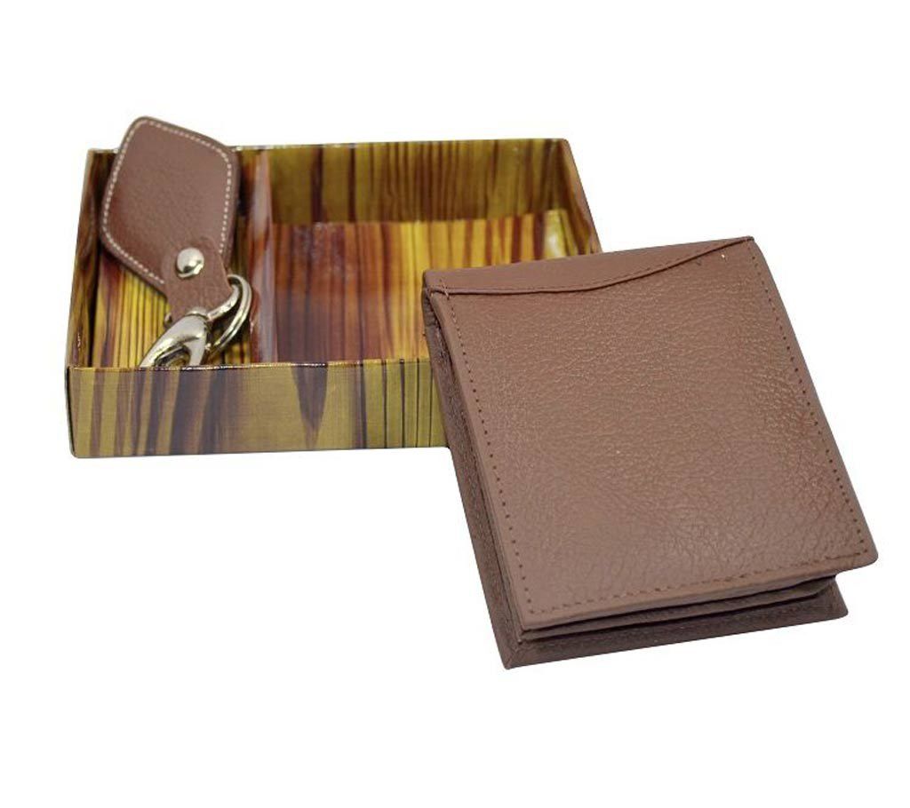 Leather Wallet + Key Ring Gift Set