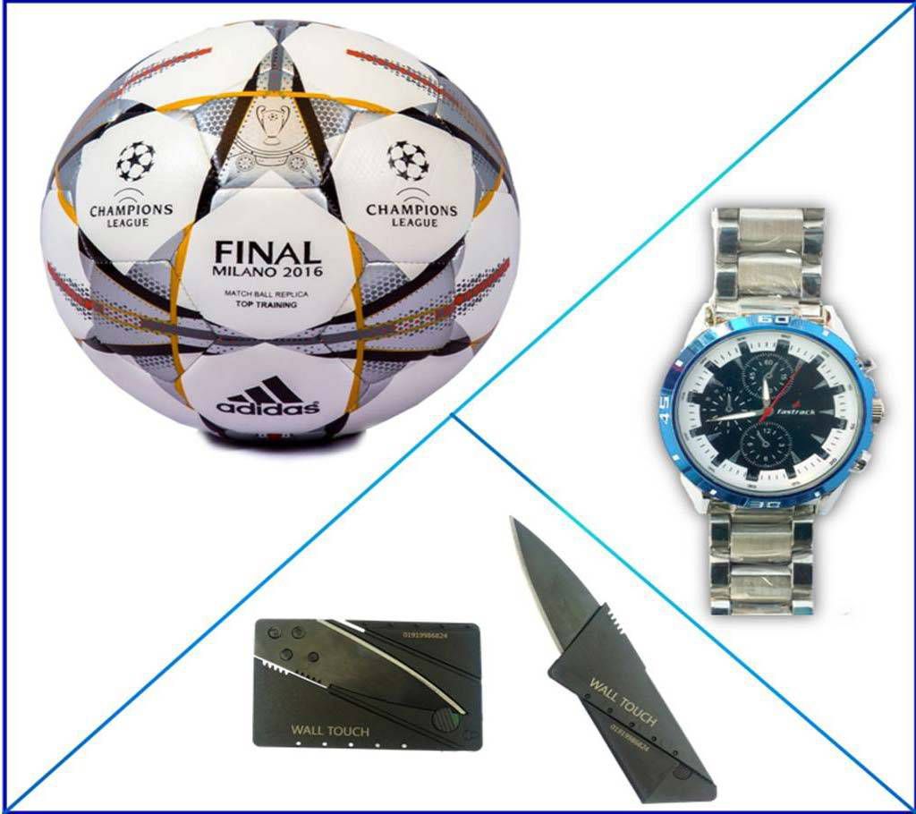 Combo Pack of Football, Gents Wrist Watch & Credit Card Knife