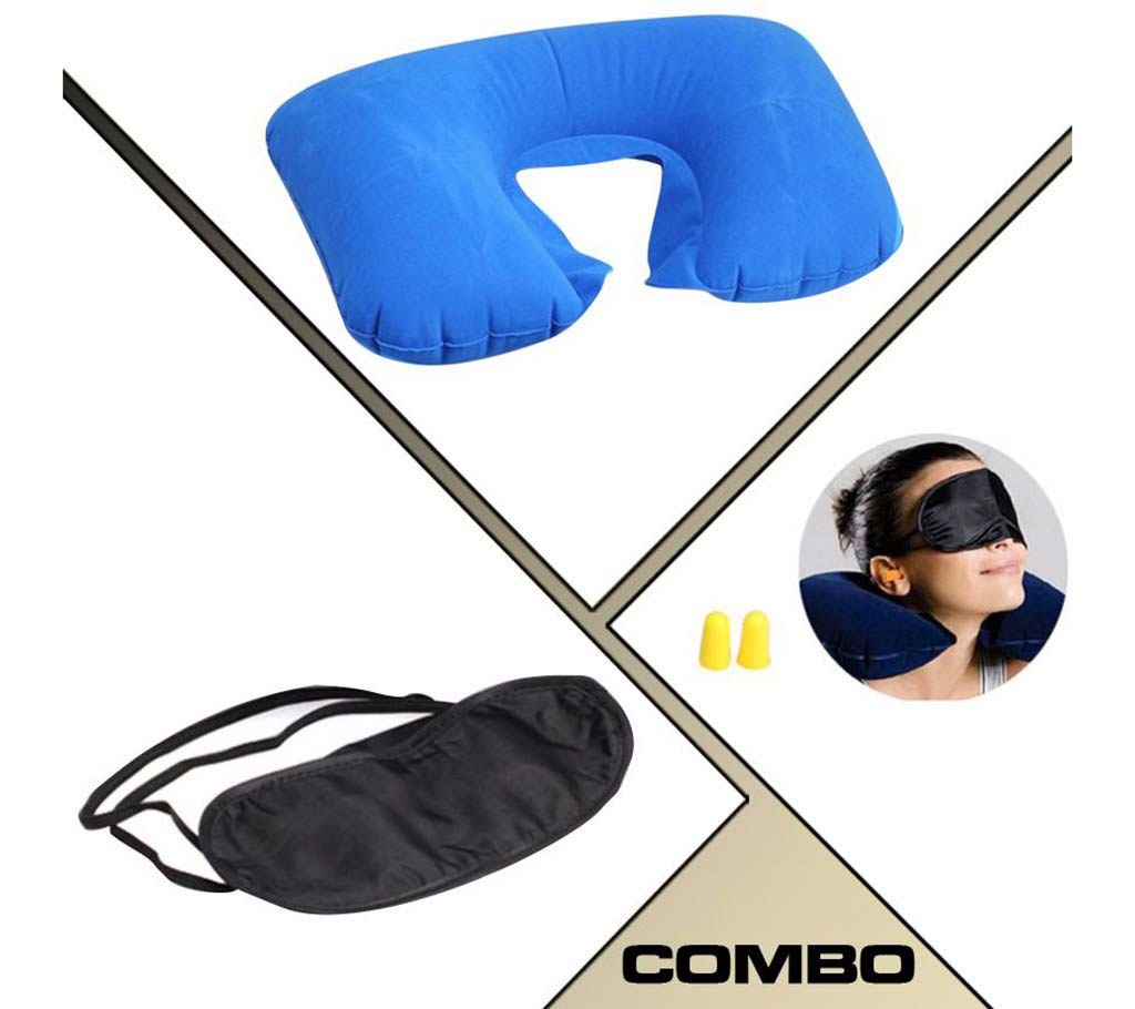 Travel Pillow + Eye Mask + Ear Plug Combo