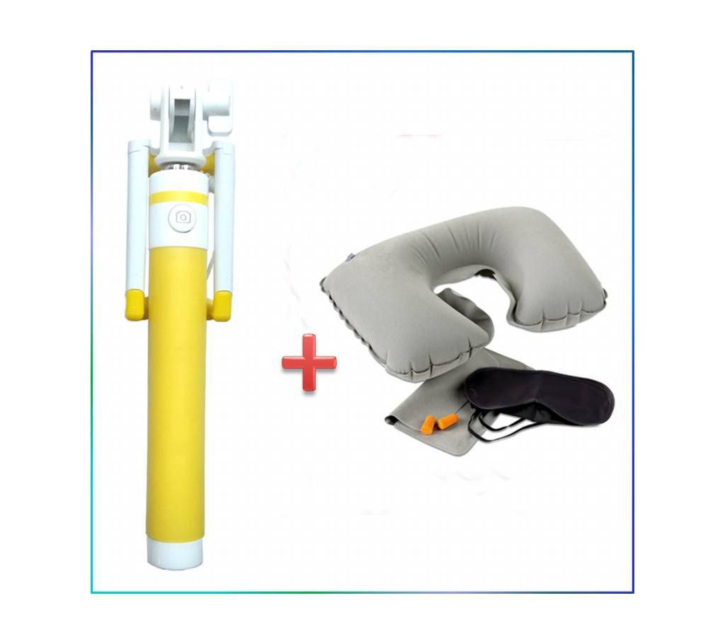 Combo Pack of Selfie Stick & Travelling Pillow set