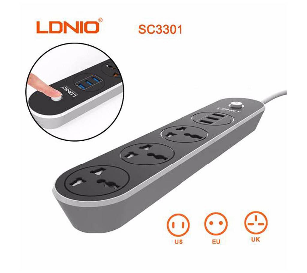LDNIO 3 UNIVERSAL OUTLET WITH 3 USB POWER OUTLET