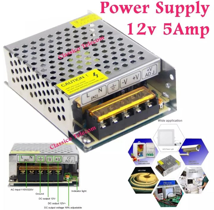 12V 5A 60W SMPS Power Supply lighting Transformer For Tec1-12706 775 Motor 775 Water Pump LED Strip light CCTV Camera W1209 XH-M452