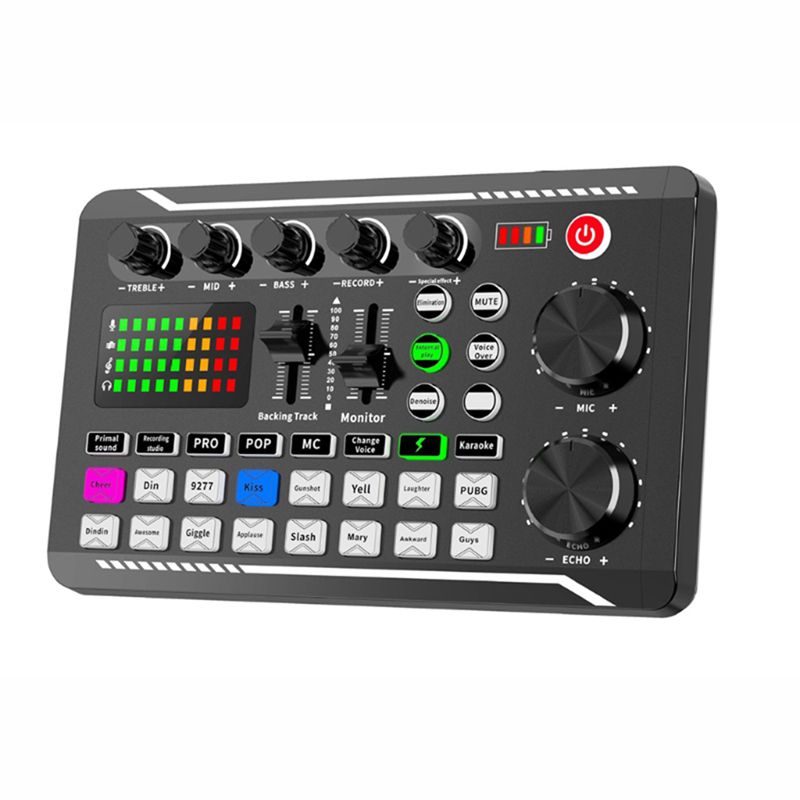 TWEXQNY F998 Sound Card Microphone Sound Audio Interface Mixer Sound Card Mixing Console Amplifier for Phone PC