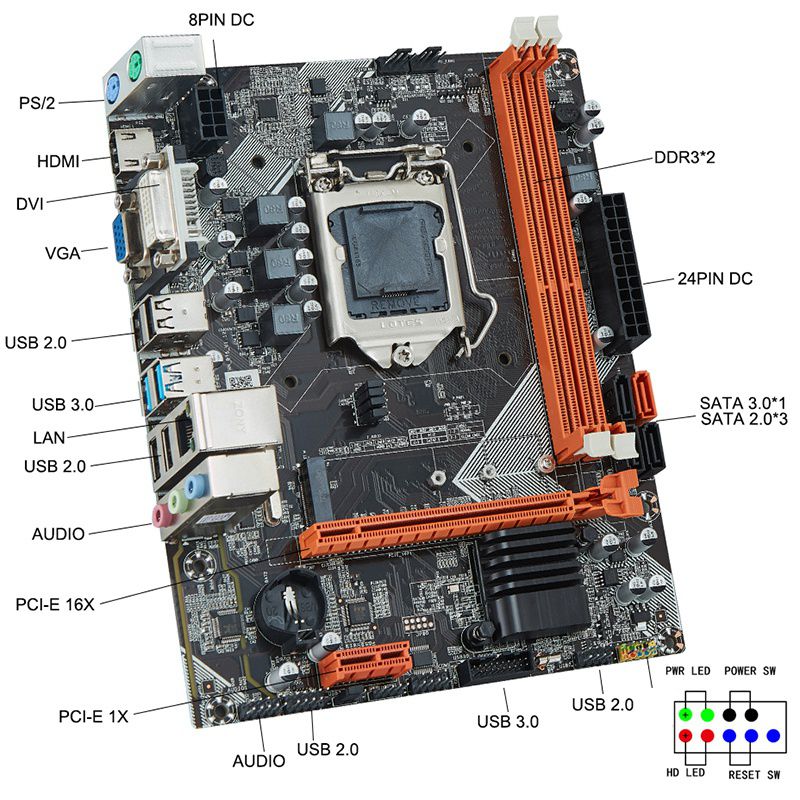B75 Motherboard Desktop Motherboard M.2 LGA1155 for I3 I5 I7 CPU Support Ddr3 Memory LGA1155 Motherboard