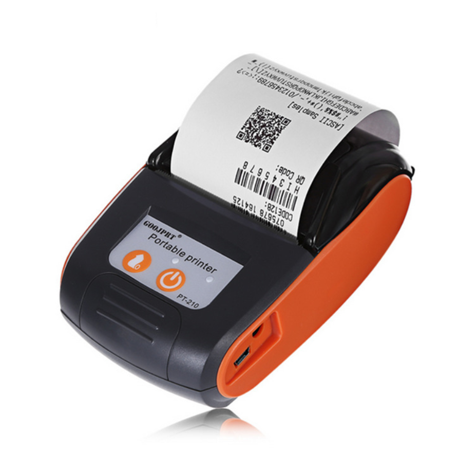 Thermal Receipt Printer, 58mm Portable POS Printer USB Bluetooth Support Android/iOS/Windows Systems for Supermarket Retail Store Direct Thermal Printer Drawer Compatible with ESC POS Bill Printing Ticket Printing, Nadra-PT-210-Orange-POS