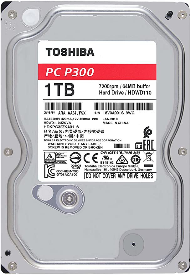 TOSHIBA P300 1TB/2TB INTERNAL HARD DRIVE 3.5" SATA 7200RPM (Channeled product)